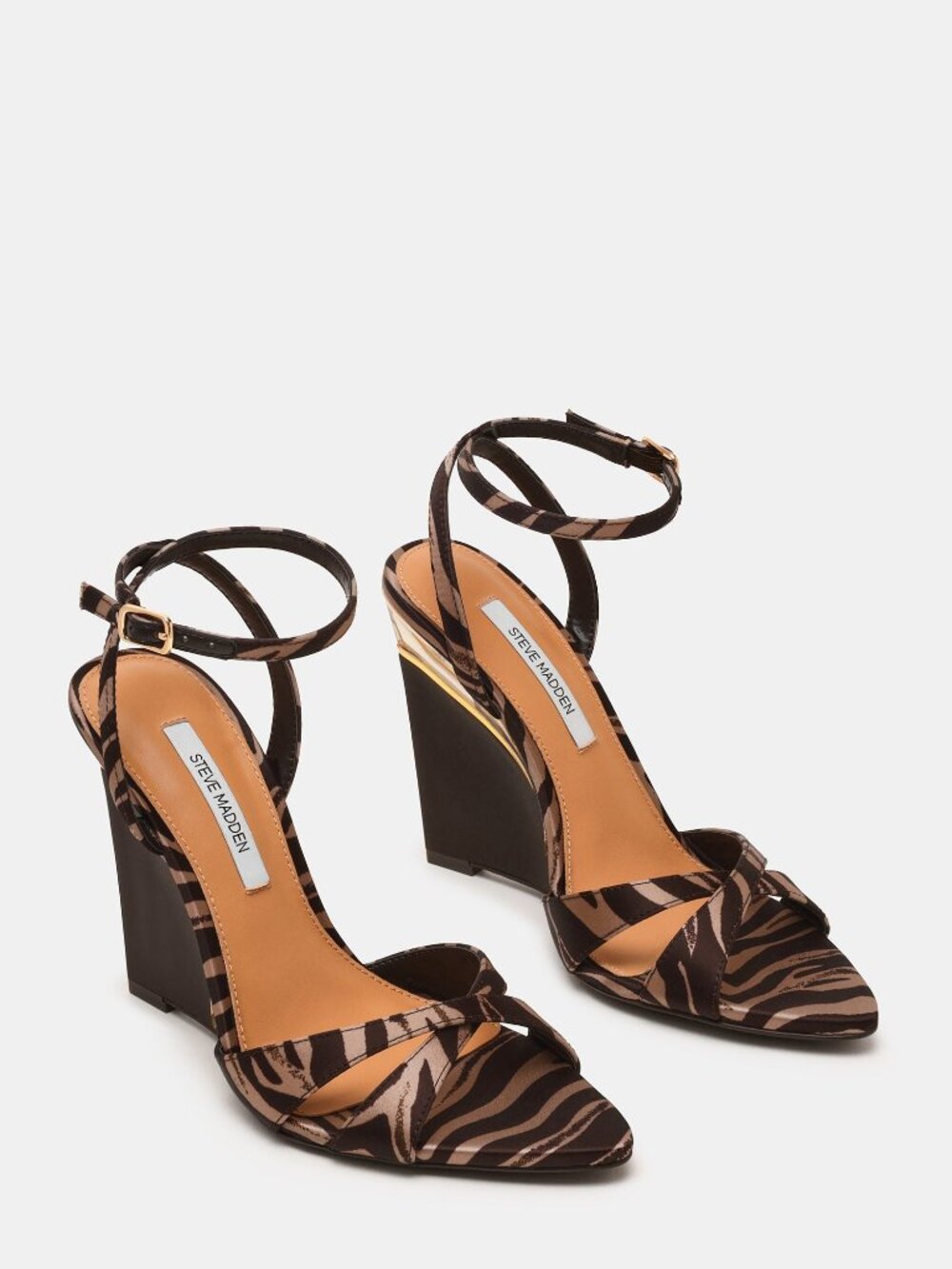 New Womens choose size Steve Madden Sorynn Zebra Heels sandals wedge shoe